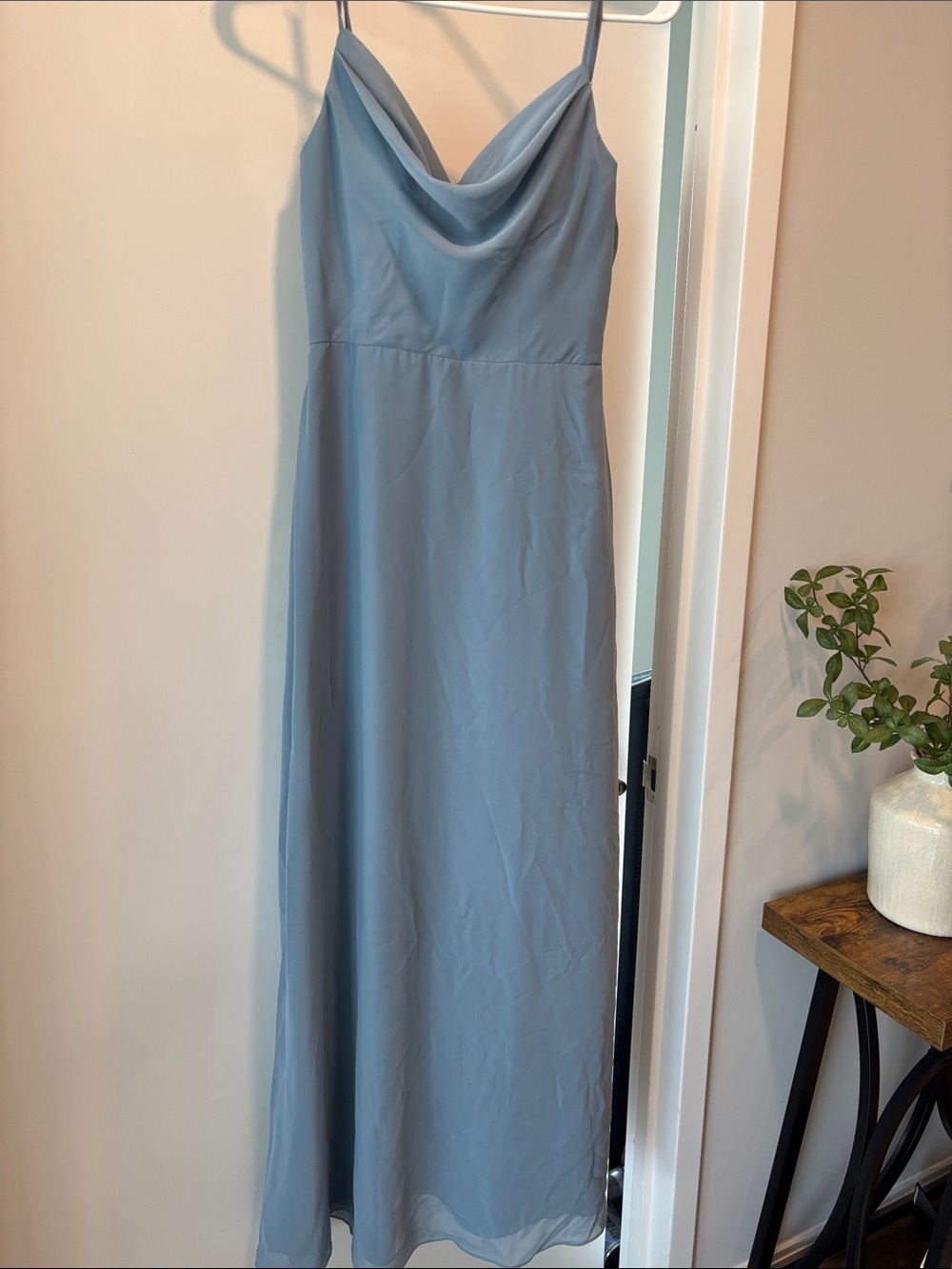 Revelry Dusty Blue Cowl Neck Maxi Slip Dress